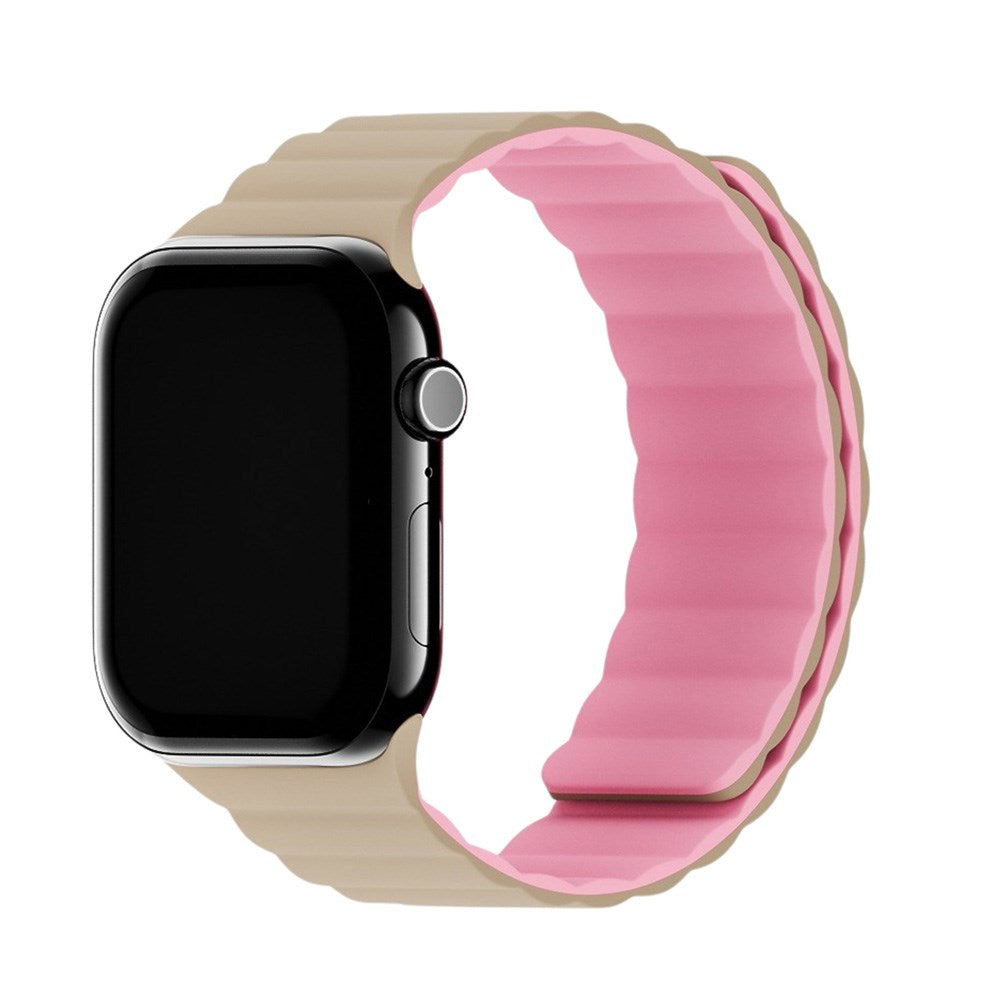 Apple Watch (38/40/SE/41/42mm) Holdit Silicone Magnet Klockarmband - Rosa / Beige