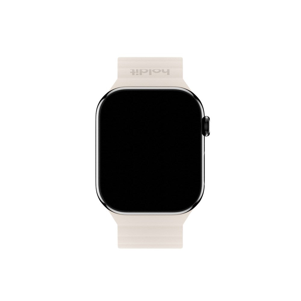 Apple Watch (42/44/SE/45/46/49mm) Holdit Silicone Magnet Klockarmband - Ljusbeige / Beige