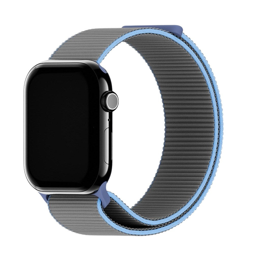 Apple Watch (42/44/SE/45/46/49mm) Holdit Nylon Klockarmband med Kardborreknäppning - Grå / Blå