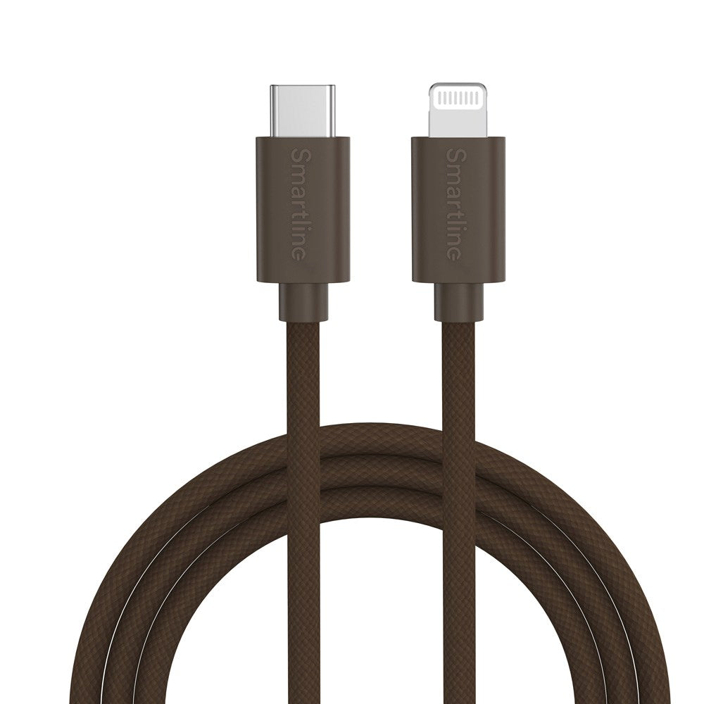 Smartline (3A/27W) USB-C till Lightning Braidy Kabel 2m - Mörkbrun