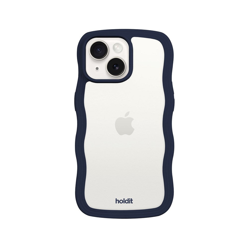 Holdit iPhone 17e / 16e / 15 / 14 / 13 Wavy Skal - Midnight Blue / Transparent