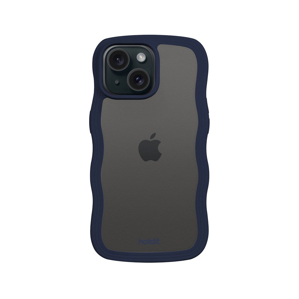 Holdit iPhone 16e / 15 / 14 / 13 Wavy Skal - Midnight Blue / Transparent