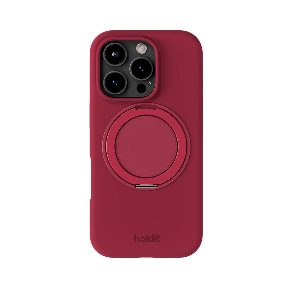 iPhone 16 Pro Holdit Silikone Stand Skal - Red Velvet