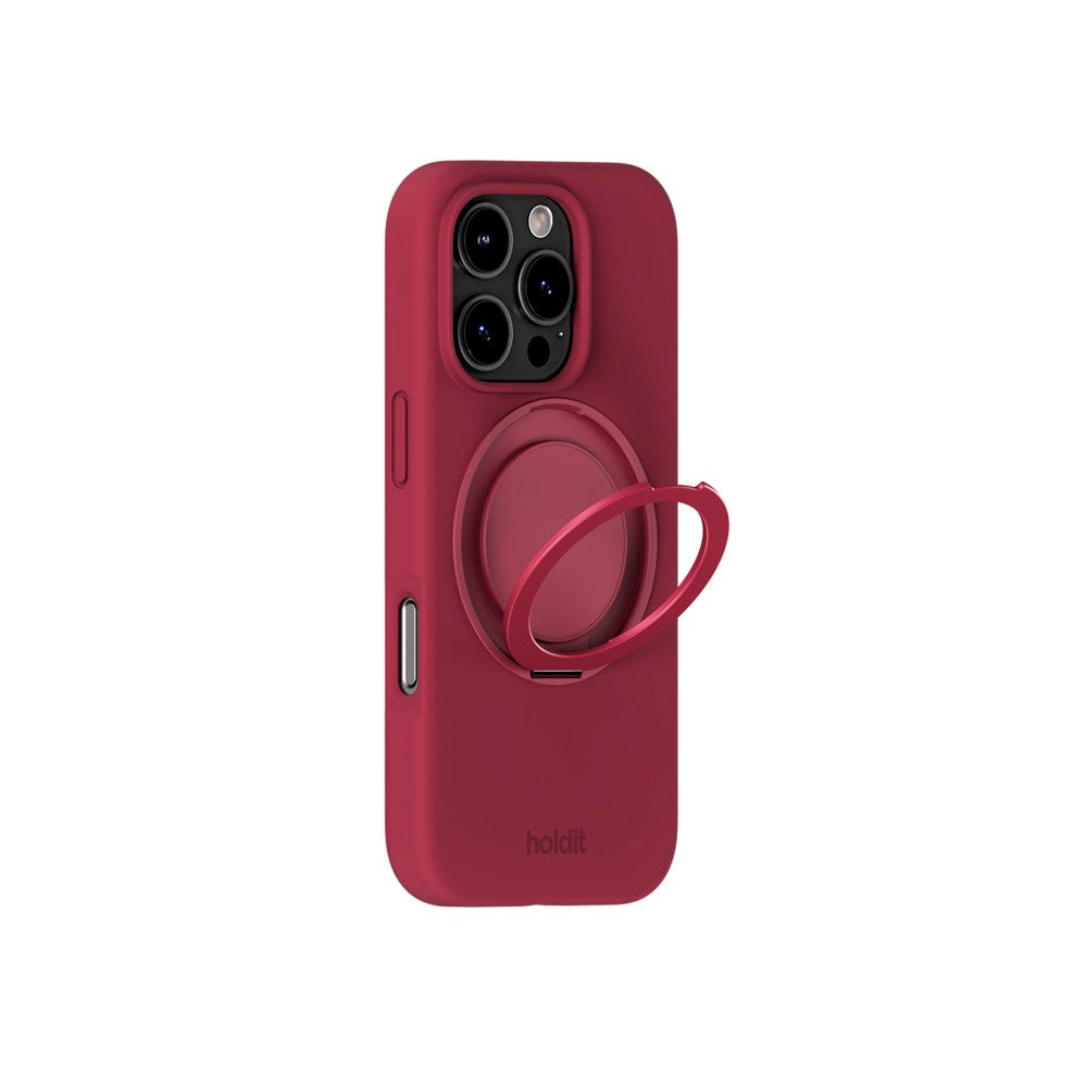 iPhone 16 Pro Holdit Silikone Stand Skal - Red Velvet