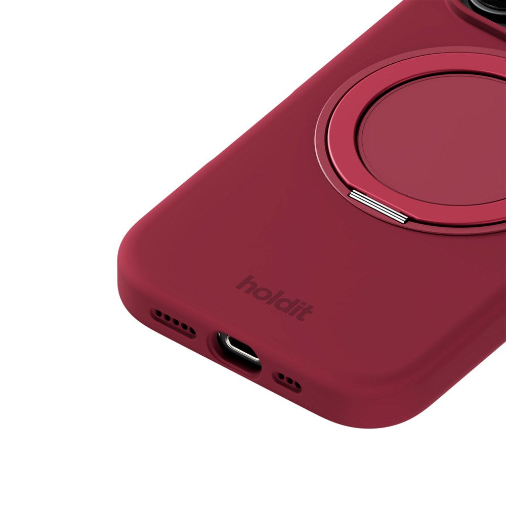 iPhone 16 Pro Holdit Silikone Stand Skal - Red Velvet