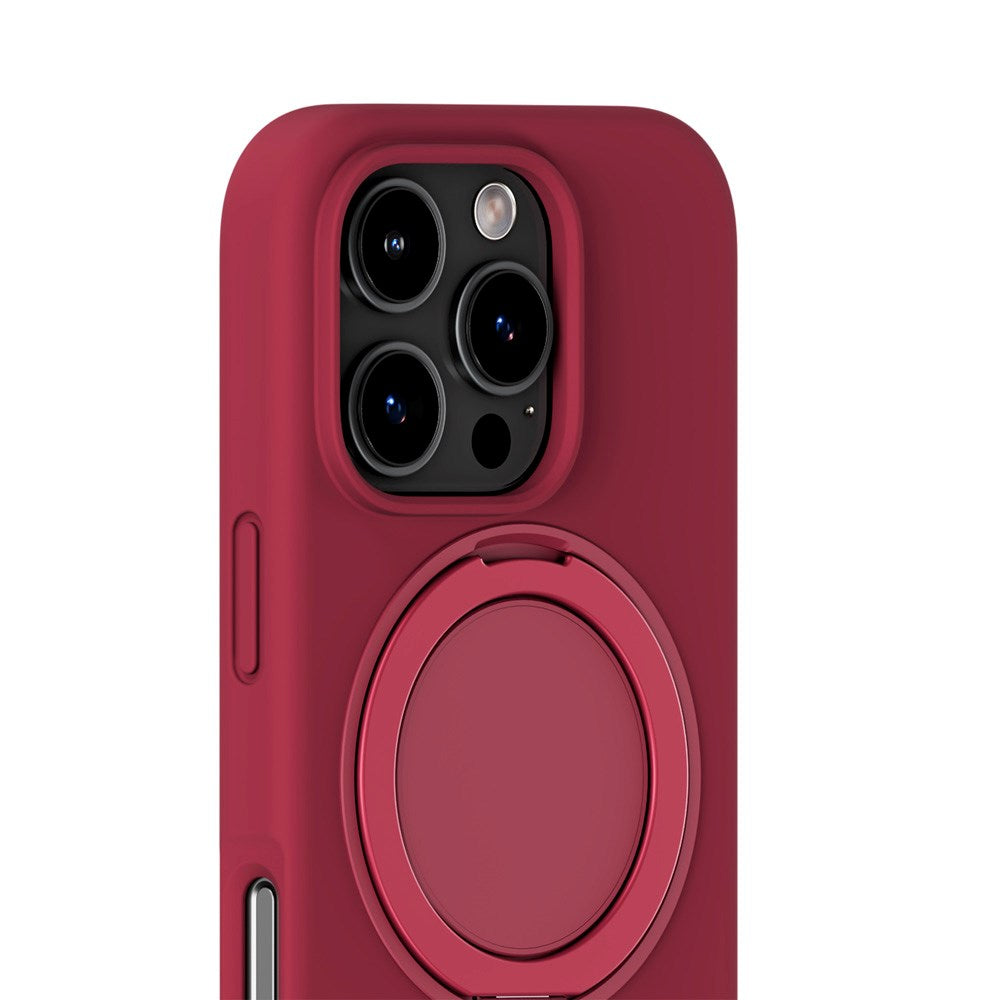 iPhone 16 Pro Holdit Silikone Stand Skal - Red Velvet