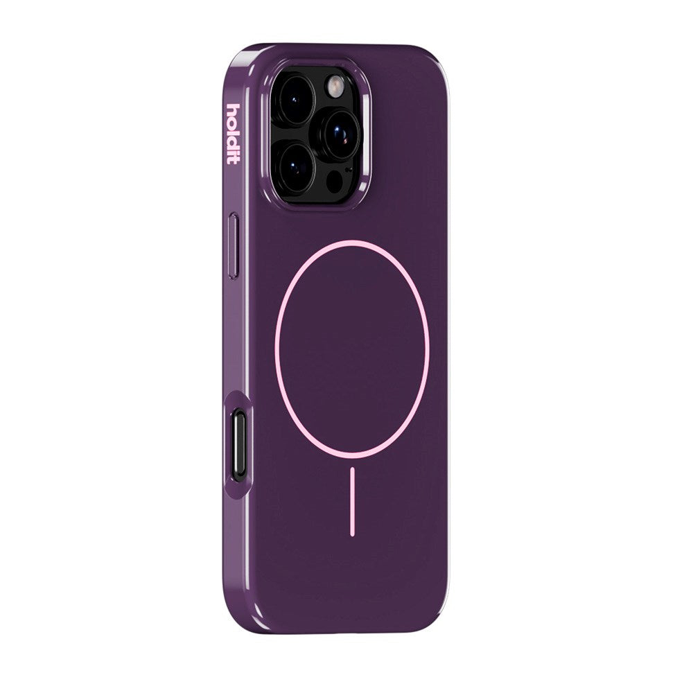 Holdit iPhone 16 Pro Max Mono Case - MagSafe Kompatibel - Deep Plum / Pink