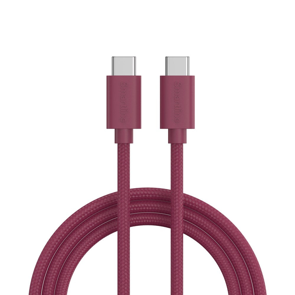 Smartline (60W) USB-C till USB-C Braidy Kabel 2m - Mörkröd