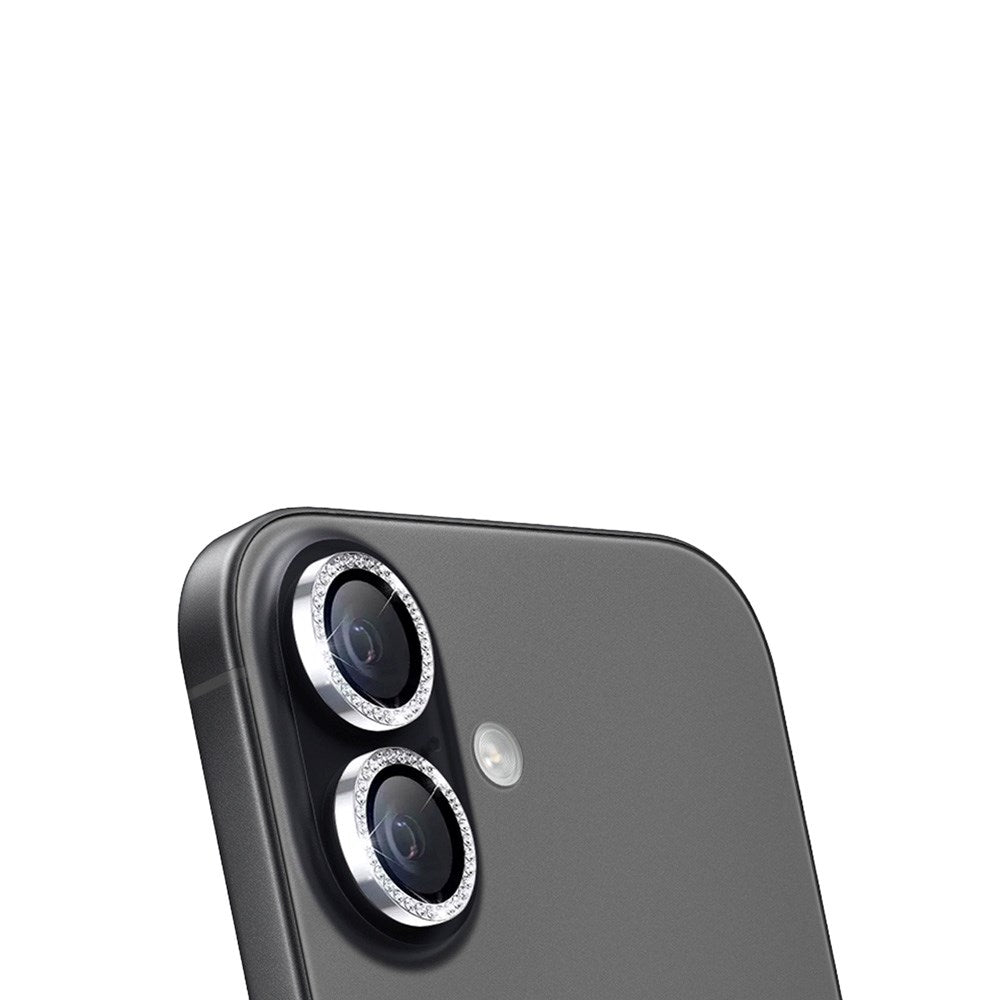 iPhone 17 / 16 / 16 Plus Holdit Kameralinsskydd - Glitter / Silver