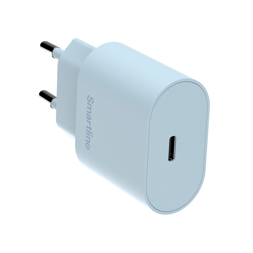 Smartline 20W Väggladdare m. 1 x USB-C – Ljusblå