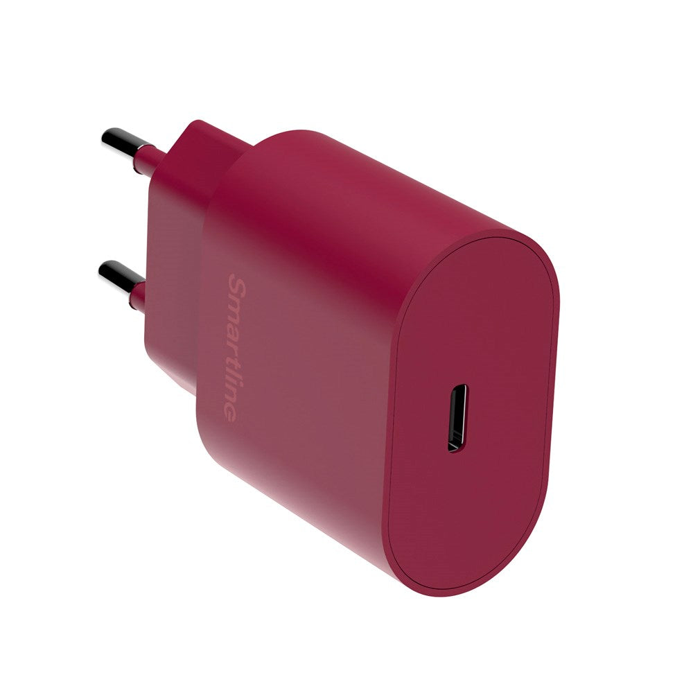 Smartline 20W Väggladdare m. 1 x USB-C – Mörkröd