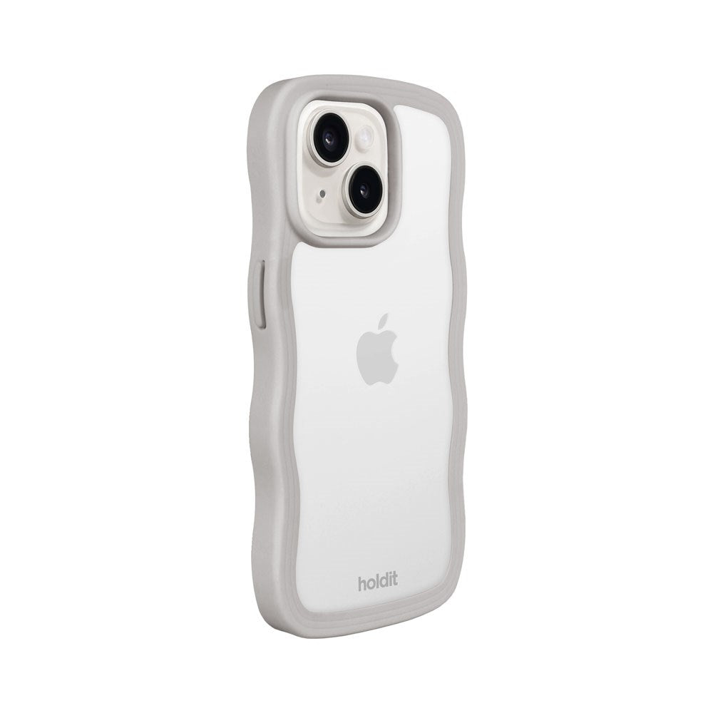 iPhone 17e / 16e / 15 / 14 / 13 Holdit Wavy Skal - Wool Grey / Transparent
