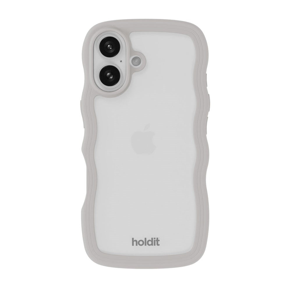 iPhone 16 Holdit Wavy Skal - Wool Grey / Transparent
