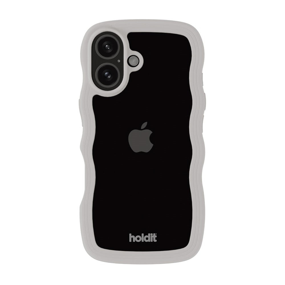 iPhone 16 Holdit Wavy Skal - Wool Grey / Transparent
