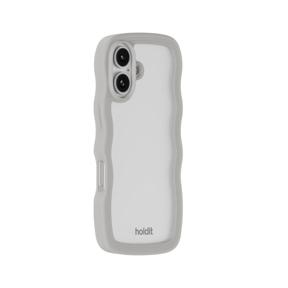 iPhone 16 Holdit Wavy Skal - Wool Grey / Transparent