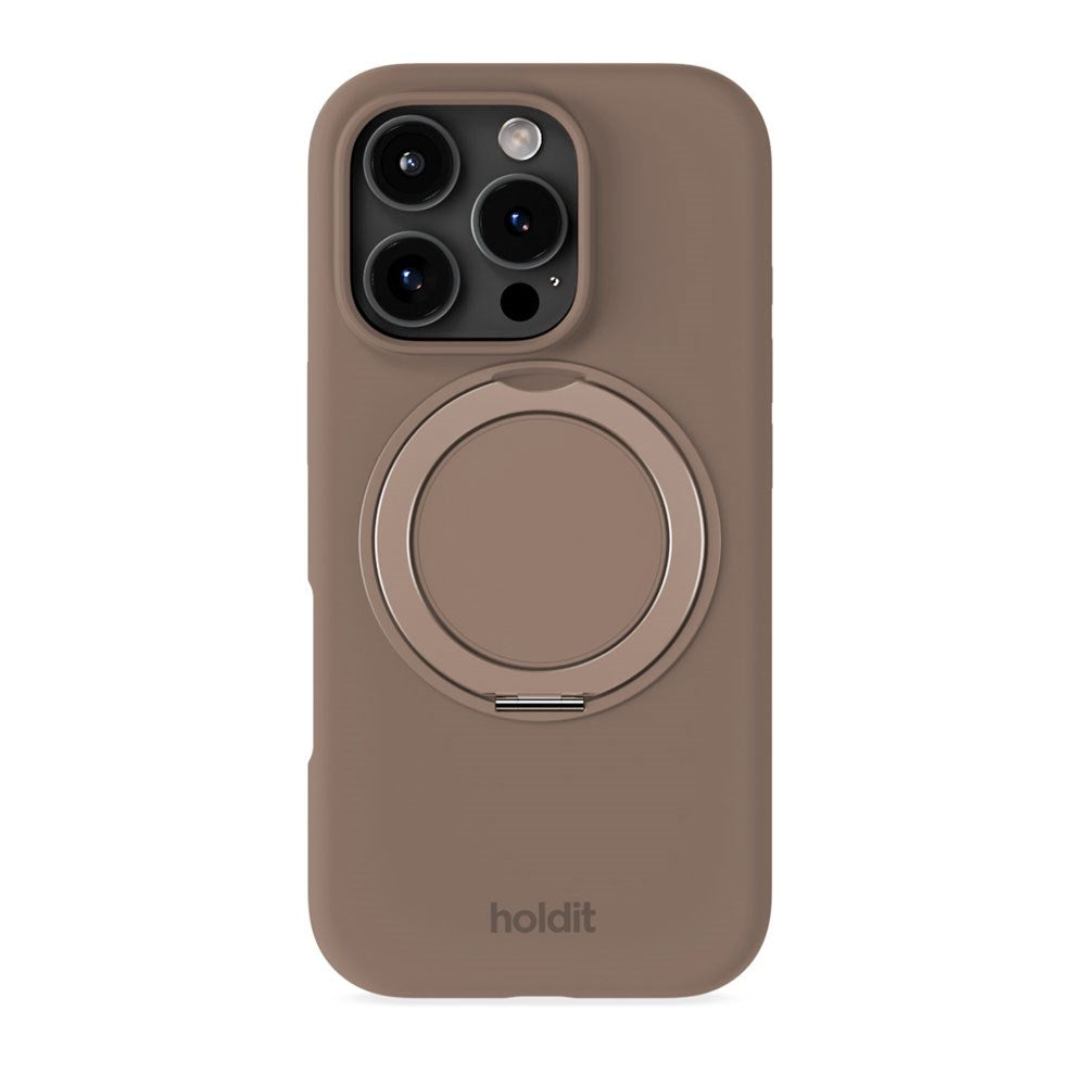 iPhone 16 Pro Holdit Silikone Stand Skal - Mocha Brown