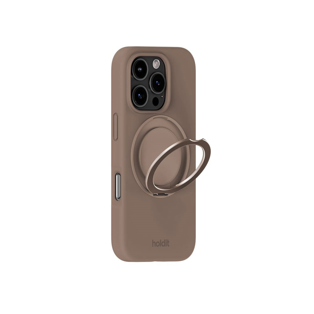 iPhone 16 Pro Max Holdit Silikone Stand Skal - Mocha Brown