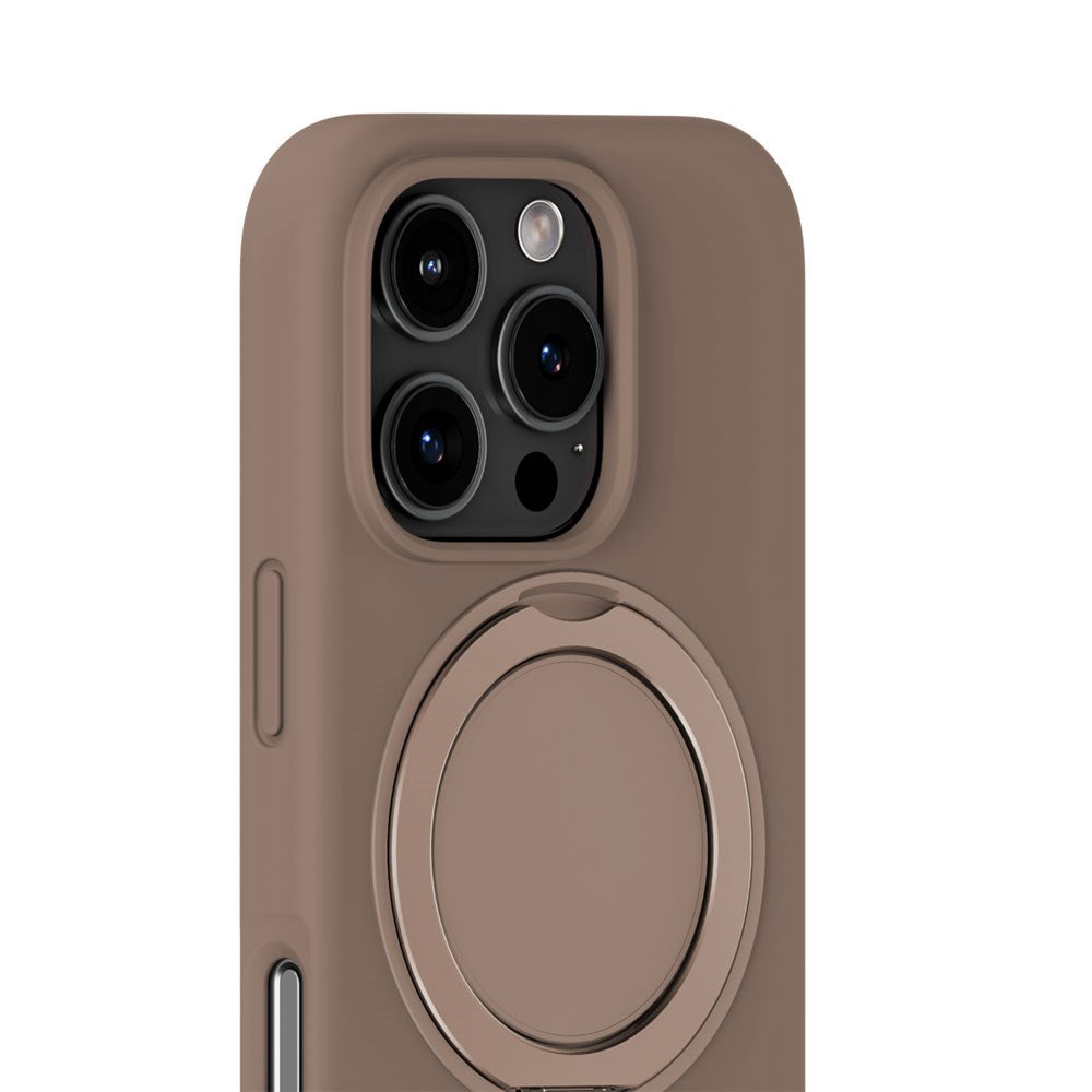iPhone 16 Pro Max Holdit Silikone Stand Skal - Mocha Brown