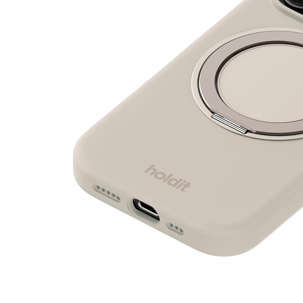 iPhone 16 Pro Holdit Silikone Stand Skal - Light Beige