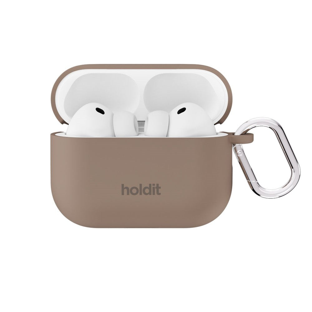 Apple AirPods Pro (3. Gen.) Holdit Silicone Case m. Karabinhake - Mocha Brown
