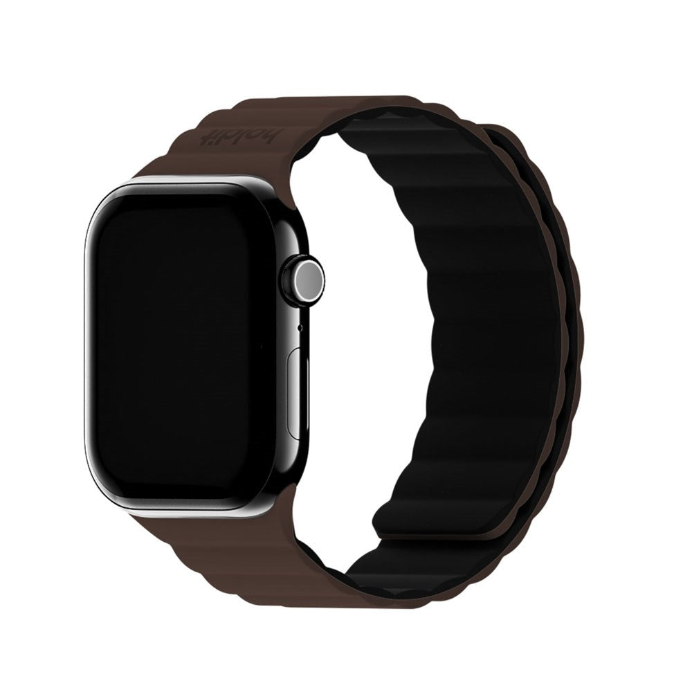 Apple Watch (38/40/SE/41/42mm) Holdit Silicone Magnet Armband - Chocolate / Black