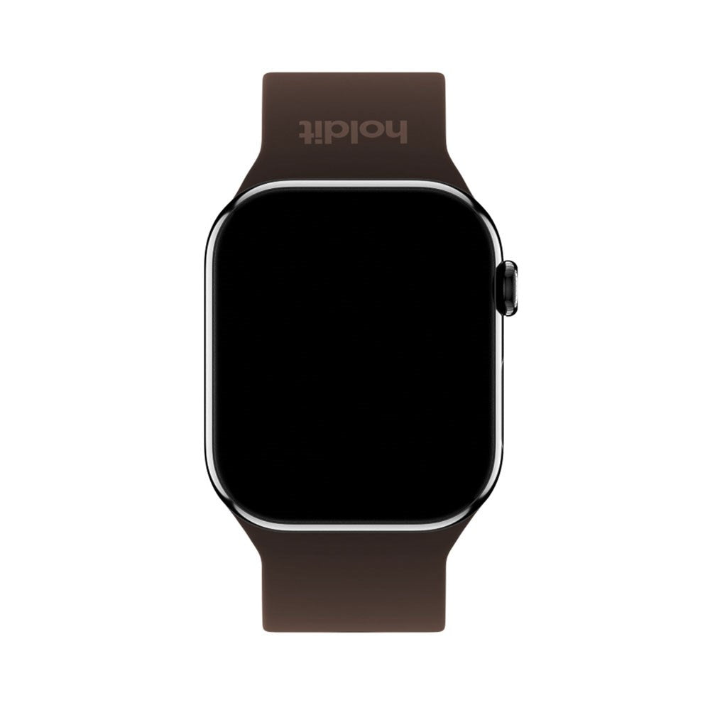 Apple Watch (42/44/SE/45/46/49mm) Holdit Silikon Armband m. Metallspänne - Chocolate