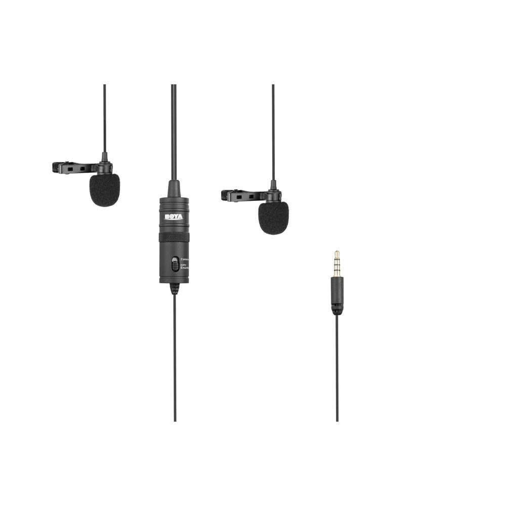 BOYA BY-M1DM Dubbel Mikrofon m. 3.5mm Minijack - 4m - Svart