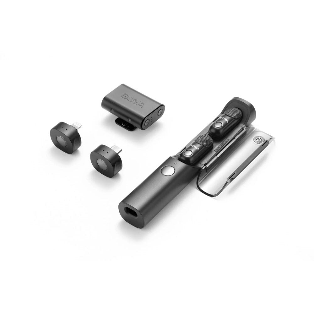 BOYA Magic-02 AI Trådlös Mikrofon - Lightning / USB-C / 3.5mm Minijack - Svart