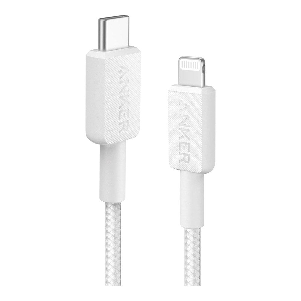 Anker 322 Nylon USB-C - Lightning Kabel 60W PD / 1.8 Meter - Vit