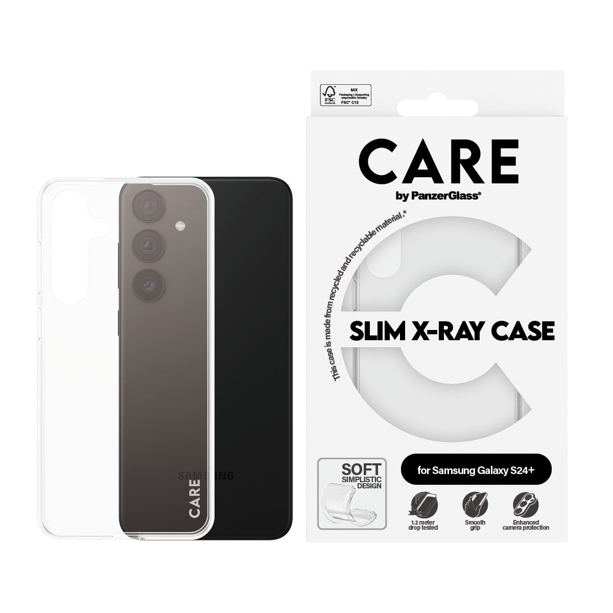 CARE by PanzerGlass Samsung Galaxy S24+ (Plus) FASHION X-Ray Soft Basic Skal - Genomskinlig