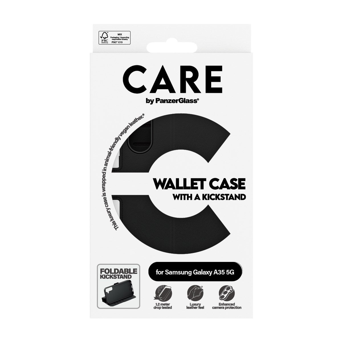 CARE by PanzerGlass Samsung Galaxy A35 (5G) Feature Wallet Case med Stativfunktion - Svart