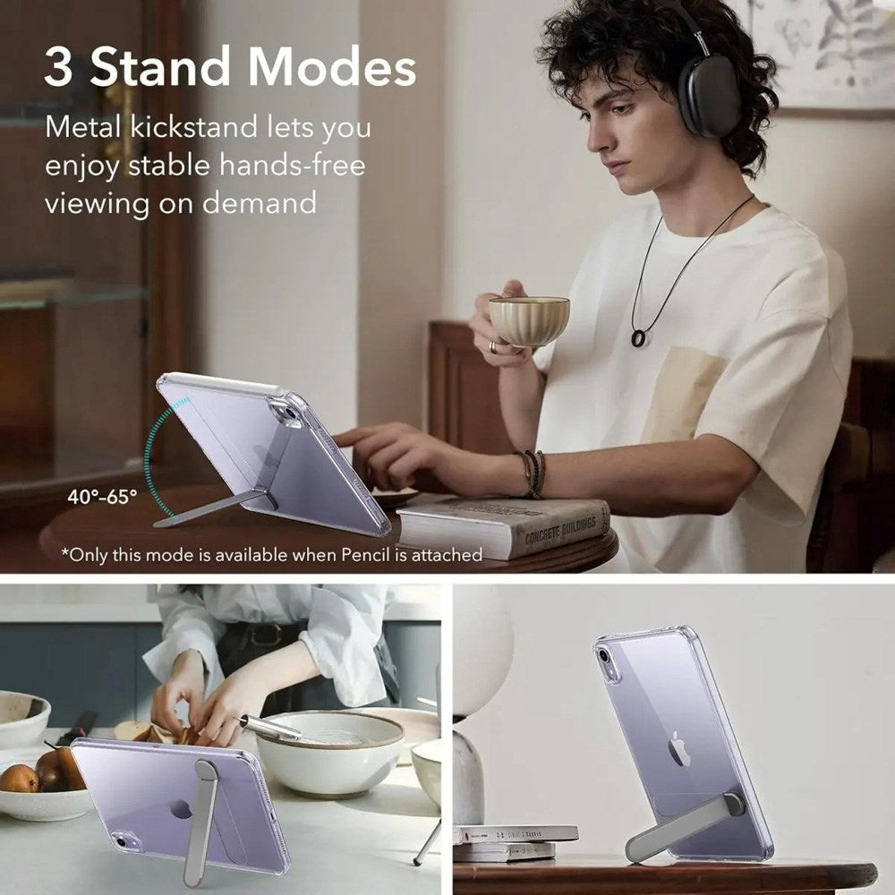 iPad Mini (2024 / 2021) ESR Hybrid Skal med Kickstand - Genomskinlig / Grå