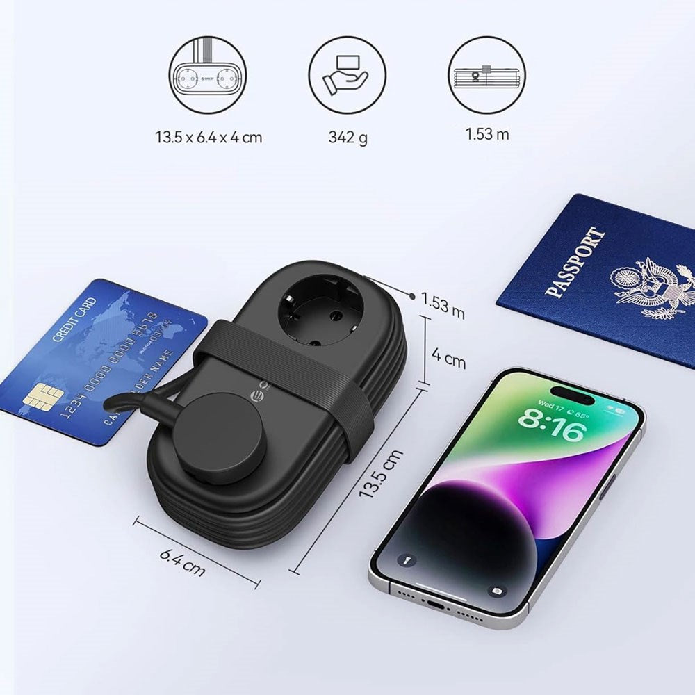 ORICO 20W 5-i-1 Grenuttag med 2 x Schuko 2 x USB-A 1 x USB-C - Svart