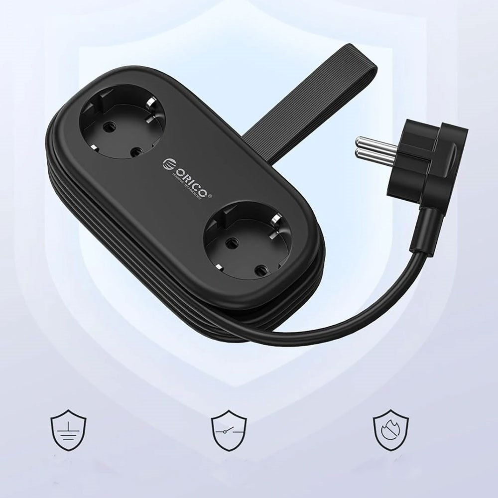 ORICO 20W 5-i-1 Grenuttag med 2 x Schuko 2 x USB-A 1 x USB-C - Svart