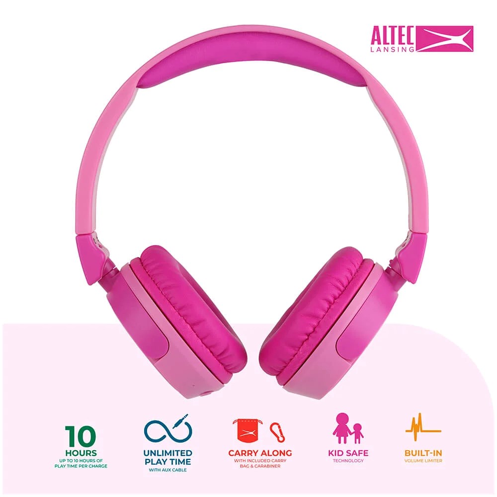 Altec Lansing 2-i-1 Headset för Barn med / utan Kabel - On-Ear Design - Rosa