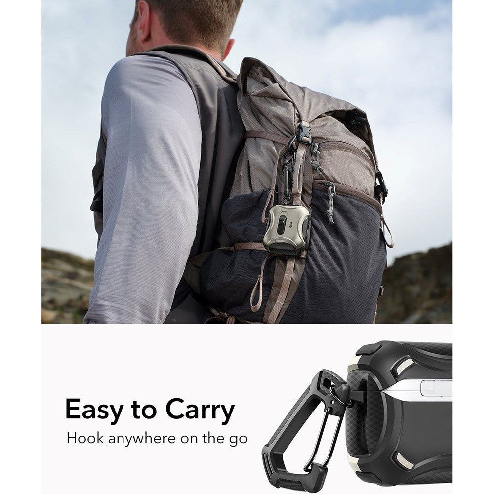 ESR AirPods Pro (3:e gen.) Cyber FlickLock Fodral med Karbinhake – Titan