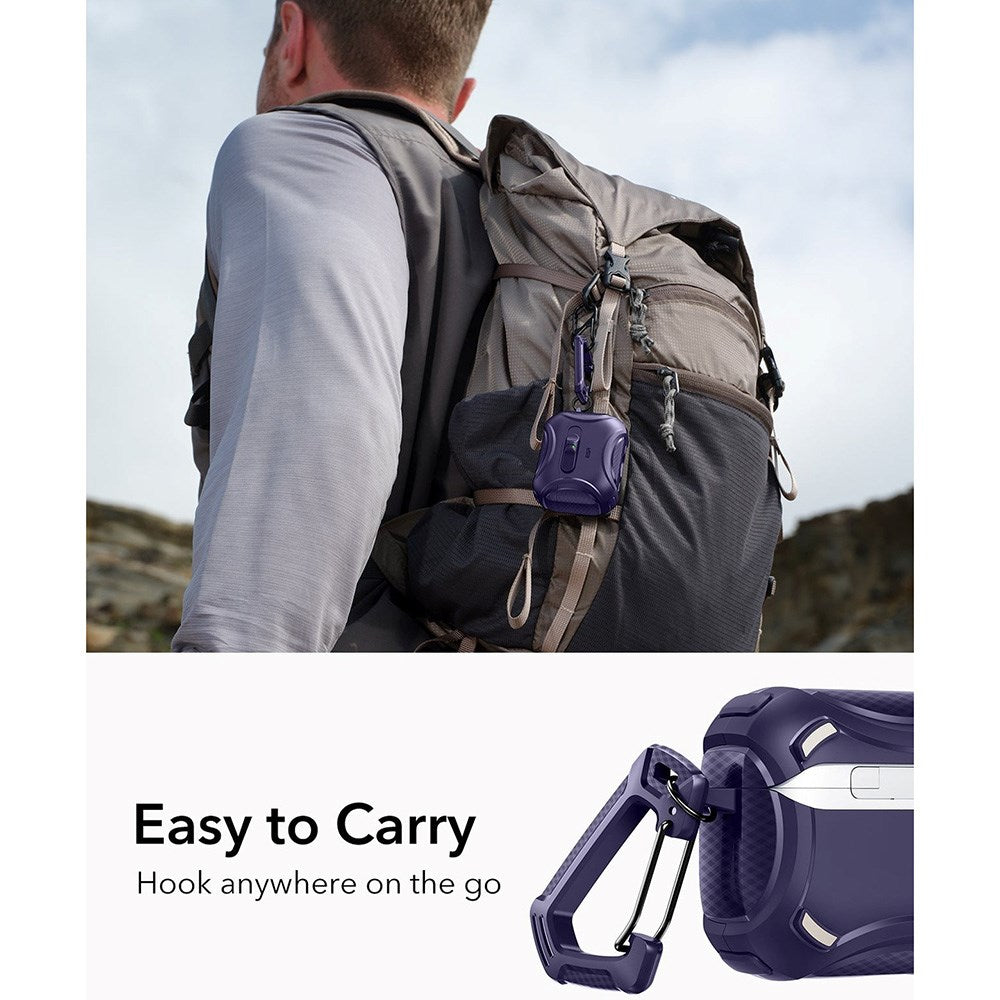 ESR AirPods Pro (3:e gen.) Cyber FlickLock Fodral med Karbinhake – Lila