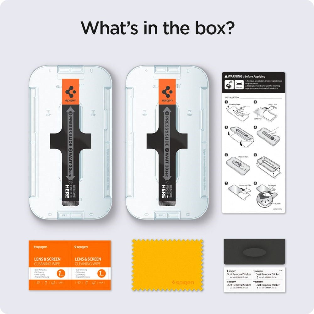 iPhone 16e / 14 / 13 / 13 Pro Spigen EZ Fit Glas.tR Skärmskydd 2. Stk - Case Friendly - Genomskinlig