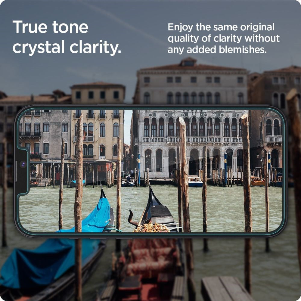 iPhone 16e / 14 / 13 / 13 Pro Spigen EZ Fit Glas.tR Skärmskydd 2. Stk - Case Friendly - Genomskinlig