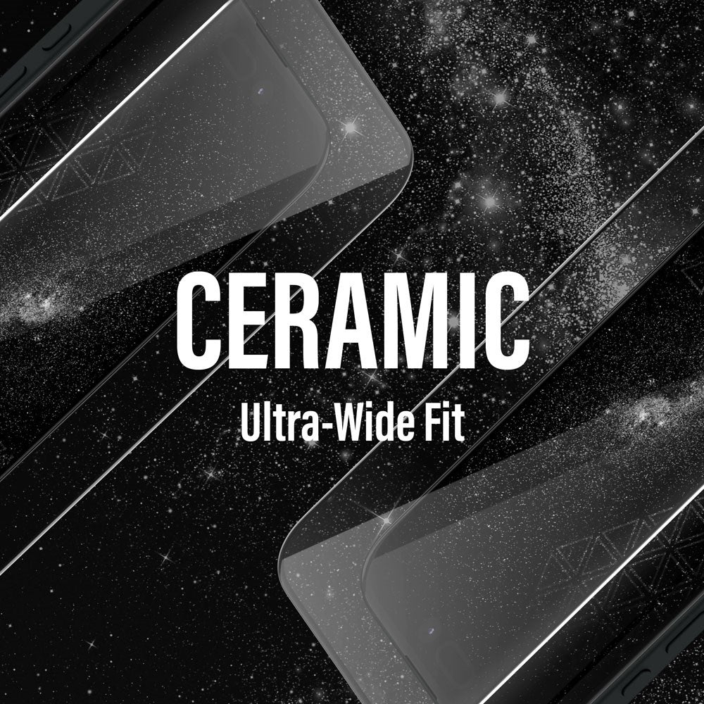 iPhone 15 / 16 PanzerGlass Ultra Wide Fit Ceramic Skärmskydd m. EasyAligner - Svart Kant