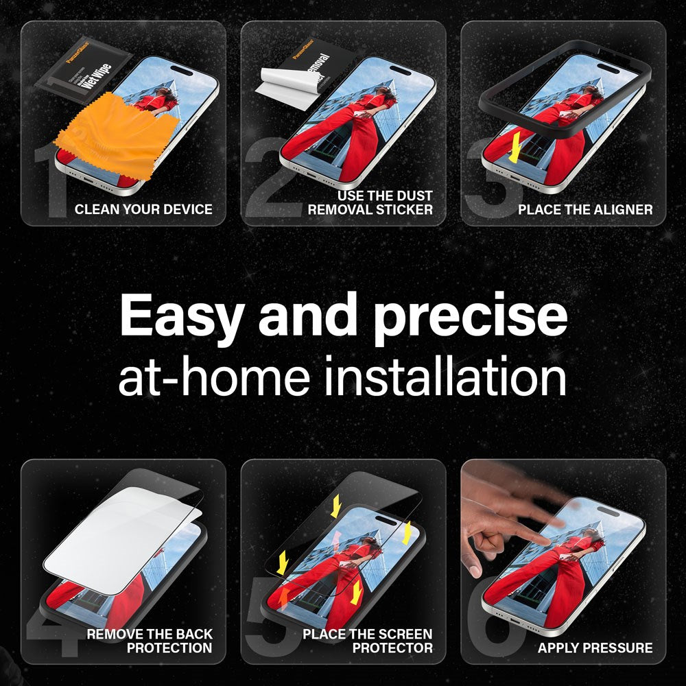 iPhone 15 Plus / 16 Plus PanzerGlass Ultra Wide Fit Ceramic Skärmskydd m. EasyAligner - Svart Kant