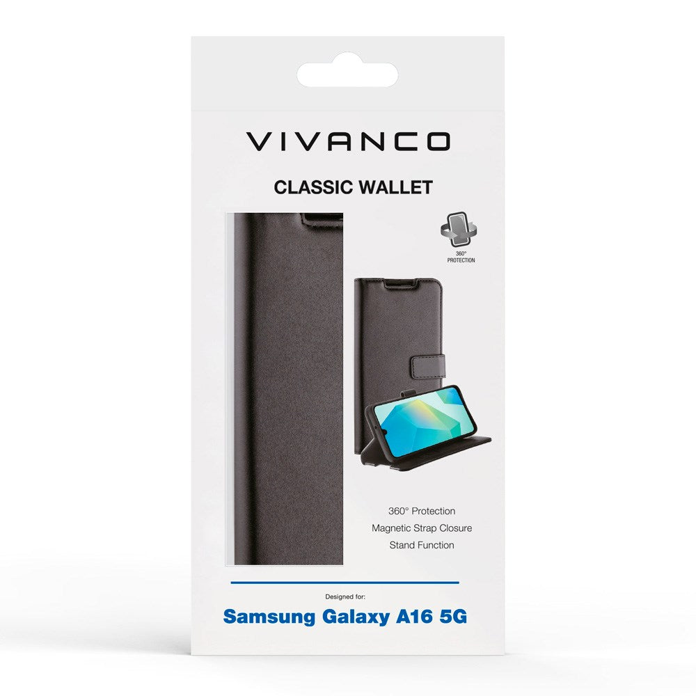 Samsung Galaxy A16 - Vivanco Classic Wallet Flip Fodral m. Ficka - Svart