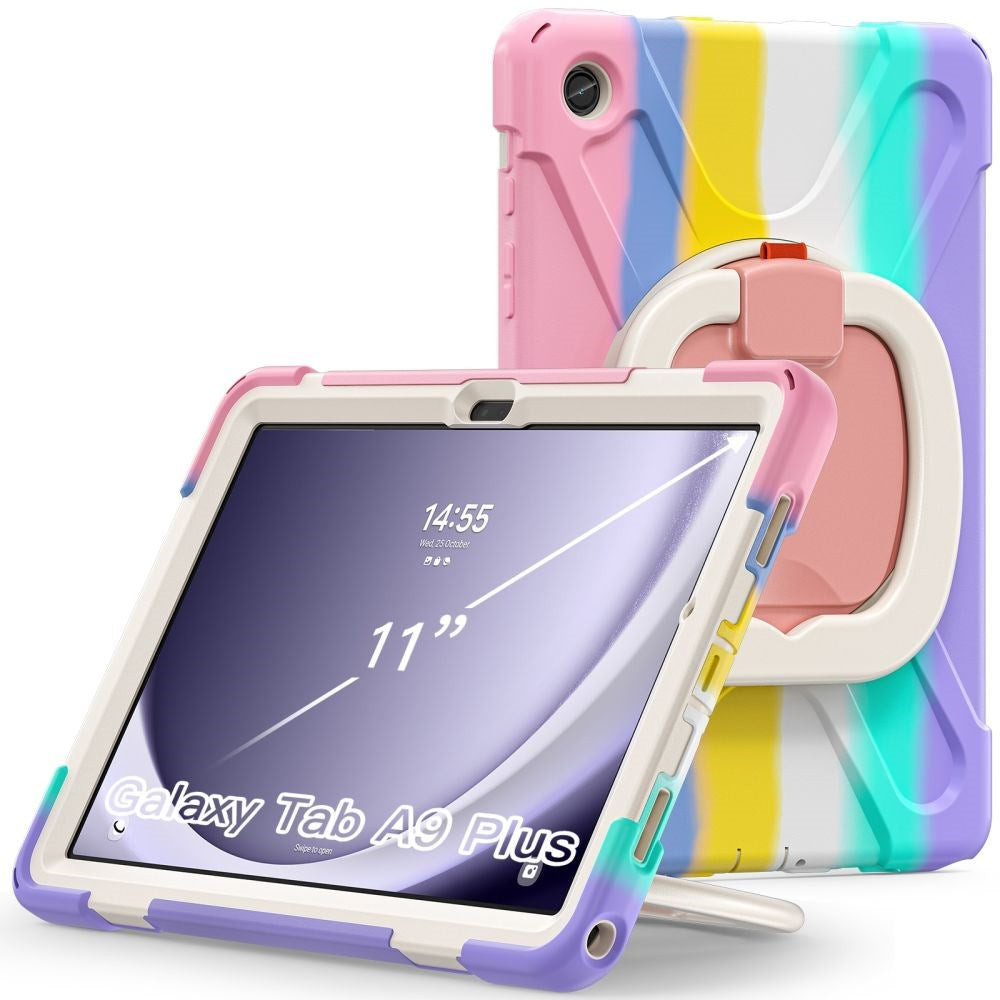 Samsung Galaxy Tab A9+ (Plus) Tech-Protect X-Armor Skal med Stativfunktion + Skärmskydd - Flerfärgad / Transparent