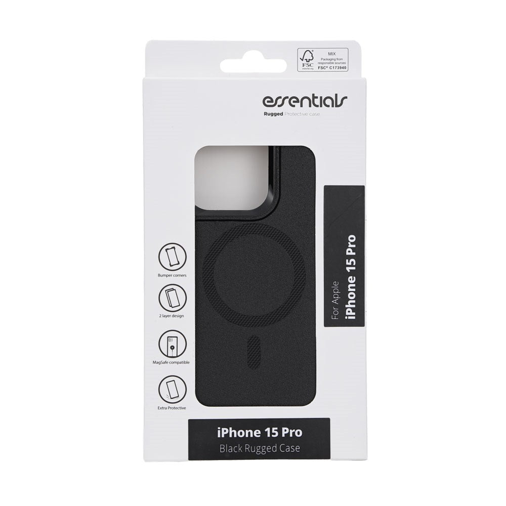 iPhone 15 Pro Essentials Rugged Skal - MagSafe Kompatibel - Svart