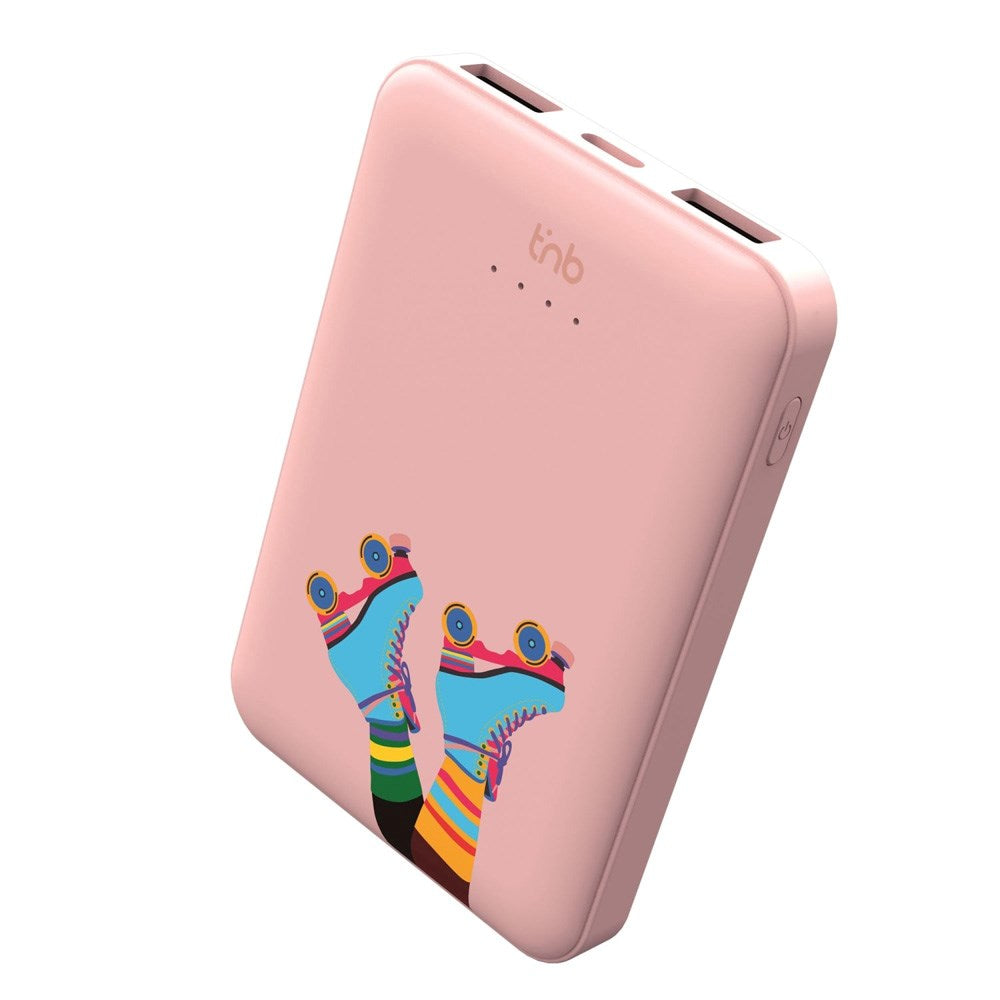 T'NB Powerbank 5 000 mAh - 20W - 2 x USB-A - 1 x USB-C - Rullskridskor Design