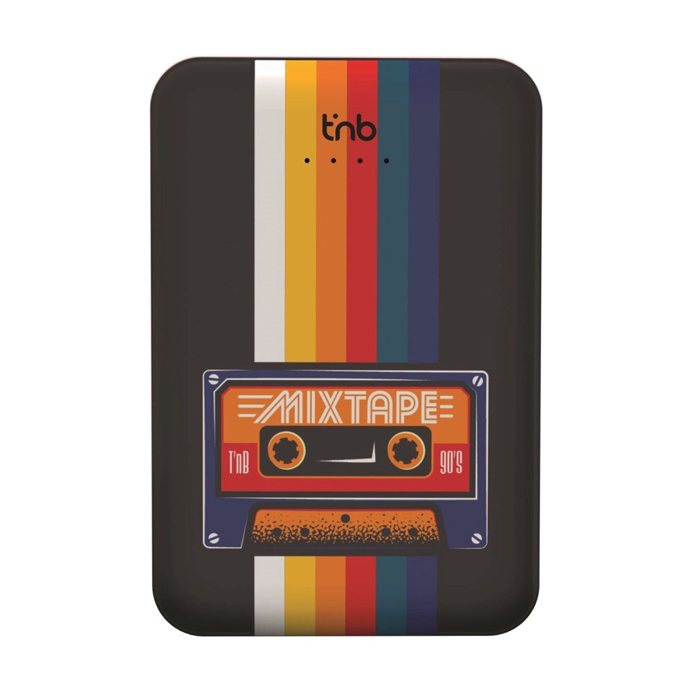 T'NB Powerbank 5 000 mAh - 20W - 2 x USB-A - 1 x USB-C - Kassettband Design