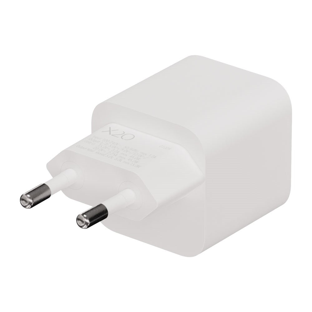 X2O 45W GaN Väggladdare m. 2x USB-C - Vit