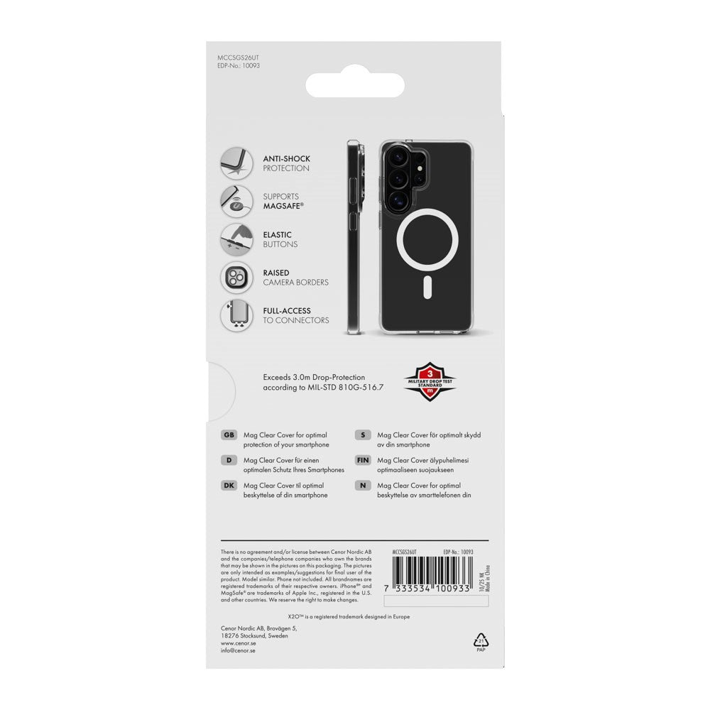 Samsung Galaxy S26 Ultra X2O Mag Clear Skal - MagSafe Kompatibel - Genomskinlig