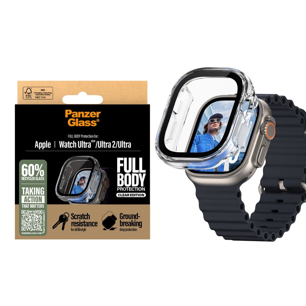 PanzerGlass Apple Watch Ultra 3/2/1 (49mm) Snappie Full Body Fodral med Inbyggt Skärmskydd - Genomskinlig
