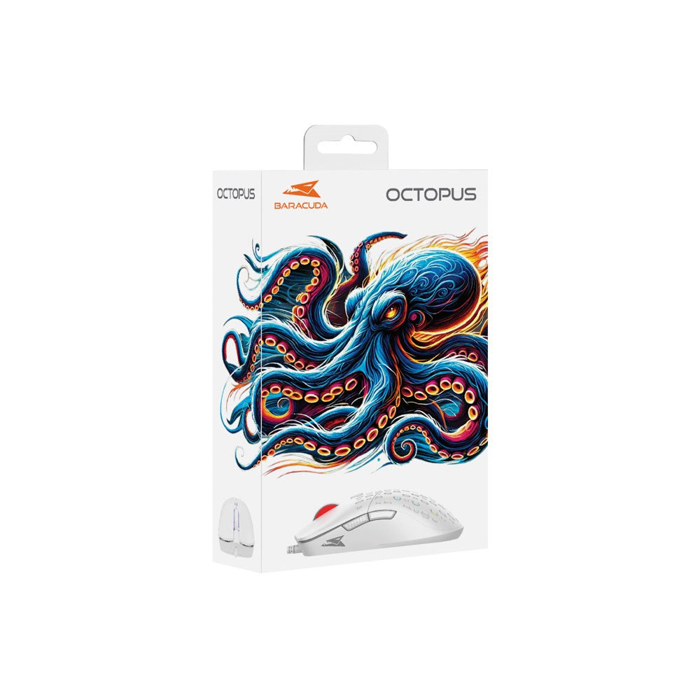Baracuda OCTOPUS Gaming Mus - 6D / 3600 DPI - Vit